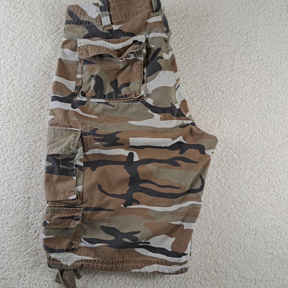 Lee Dungarees Cargo Shorts Mens 34 Brown Camo Good Heavy Twill Utility LJBM05761